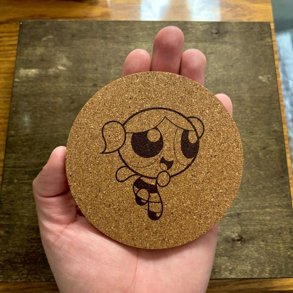 Powerpuff Girls Laser Engraved Cork Coasters Lot of 3 - Picture 5 of 9